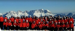Ski instructors in the mountains